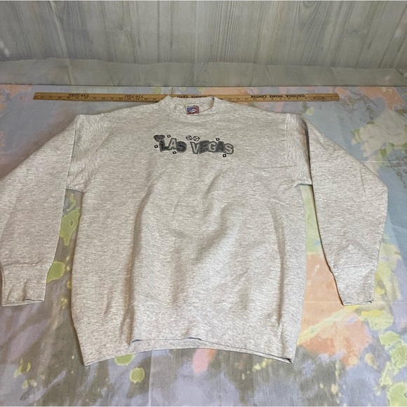 Danny First Las Vegas Sweatshirt Crewneck Gray Souvenir Sweatshirt Made In USA! - Picture 1 of 8